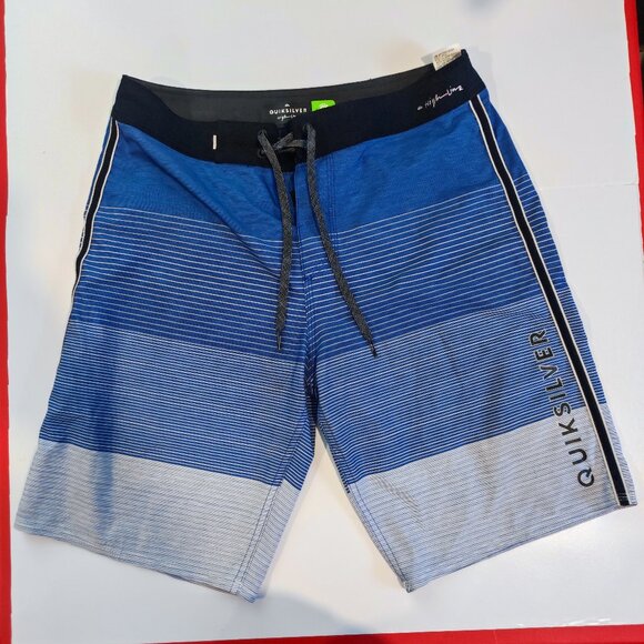Quiksilver board short men's size 29 blue white stripes Dryflight - Picture 1 of 16
